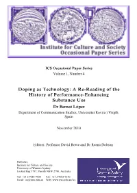 Doping As Technology: a Re-Reading of the History Of