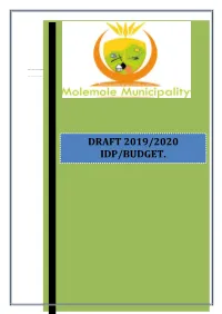 Draft 2019/2020 Idp/Budget