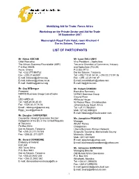 List of Participants