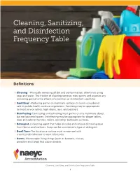 NAEYC Standard 5 (Health), Especially Topic C: Maintaining a Healthful Environment