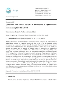 Qualitative and Kinetic Analysis of Torrefaction of Lignocellulosic Biomass Using DSC-TGA-FTIR