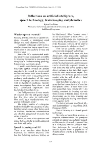 Reflections on Artificial Intelligence, Speech Technology