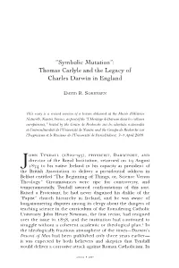 “Symbolic Mutation”: Thomas Carlyle and the Legacy of Charles Darwin in England