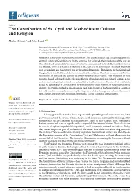 The Contribution of Ss. Cyril and Methodius to Culture and Religion