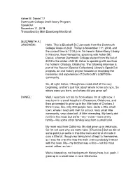 Asher M. Daniel '17 Dartmouth College Oral History Program