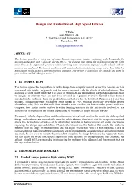 Design and Evaluation of High Speed Intakes