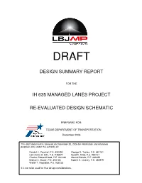 Design Summary Report Ih 635 Managed Lanes Project Re-Evaluated Design Schematic
