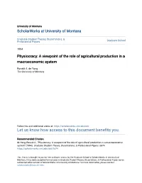 Physiocracy: a Viewpoint of the Role of Agricultural Production in a Macroeconomic System