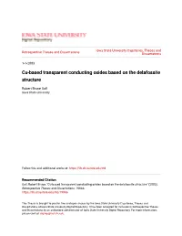 Cu-Based Transparent Conducting Oxides Based on the Delafossite Structure