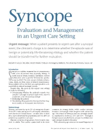 Evaluation and Management in an Urgent Care Setting