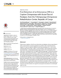 First Detection of an Enterovirus C99 in a Captive Chimpanzee with Acute Flaccid Paralysis, from the Tchimpounga Chimpanzee Rehabilitation Center, Republic of Congo