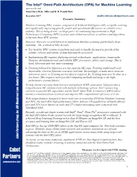 Intel® Omni-Path Architecture (Intel® OPA) for Machine Learning