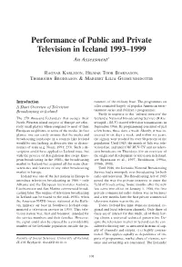 Performance of Public and Private Television in Iceland 1993–1999 an Assessment1