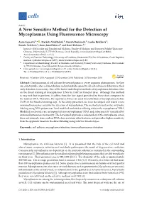 A New Sensitive Method for the Detection of Mycoplasmas Using Fluorescence Microscopy