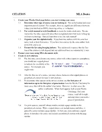 CITATION MLA Basics