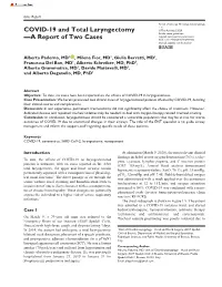 COVID-19 and Total Laryngectomy—A Report of Two Cases