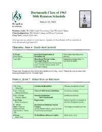 Dartmouth Class of 1963 50Th Reunion Schedule