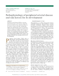 Pathophysiology of Peripheral Arterial Disease and Risk Factors for Its Development