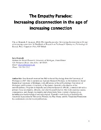 The Empathy Paradox: Increasing Disconnection in the Age of Increasing Connection