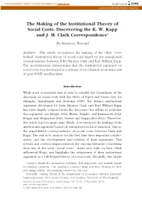 The Making of the Institutional Theory of Social Costs: Discovering the K