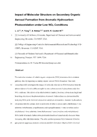 Impact of Molecular Structure on Secondary Organic Aerosol Formation from Aromatic Hydrocarbon