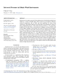 Intraoral Pressure in Ethnic Wind Instruments