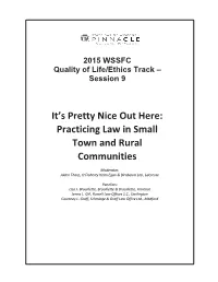 Practicing Law in Small Town and Rural Communities