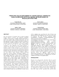 Predicting the Cetane Number of Furanic Biofuel Candidates Using an Improved Artificial Neural Network Based on Molecular Structure