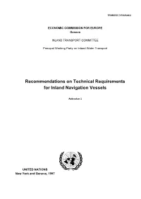 Recommendations on Technical Requirements for Inland Navigation Vessels