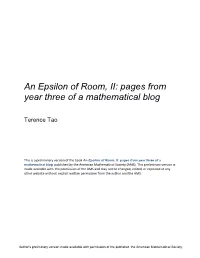 An Epsilon of Room, II: Pages from Year Three of a Mathematical Blog