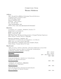 Curriculum Vitae Thomas Matheson