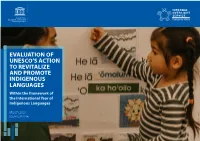 Evaluation of UNESCO's Action to Revitalize and Promote Indigenous