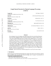 Graph Neural Networks for Natural Language Processing: a Survey