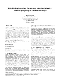 Hybridizing Learning, Performing Interdisciplinarity: Teaching Digitally in a Posthuman Age