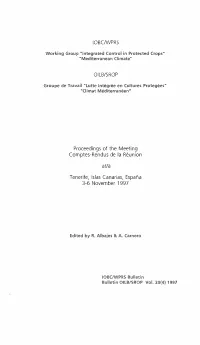 IOBC/WPRS OILB/SROP Proceedings of the Meeting Comptes-Rendus