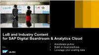 Lob and Industry Content for SAP Digital Boardroom & Analytics Cloud