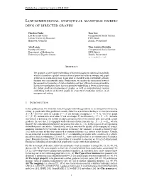 Low-Dimensional Statistical Manifold Embed- Dingofdirectedgraphs