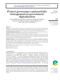 Project Governance and Portfolio Management In