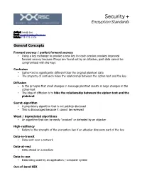 Security + Encryption Standards