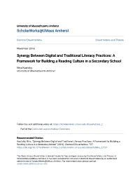 Synergy Between Digital and Traditional Literacy Practices: a Framework for Building a Reading Culture in a Secondary School