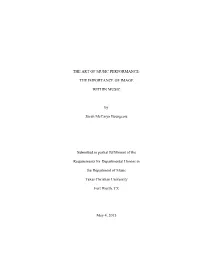 THE IMPORTANCE of IMAGE WITHIN MUSIC by Sarah Mccaryn Bourgeois Submitted in Partial Fulfillment