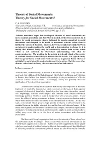 Theory of Social Movements: Theory for Social Movements?