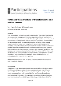 Tintin and the Adventure of Transformative and Critical Fandom