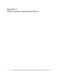 Tuolumne Wild and Scenic River Final Comprehensive Management Plan / Environmental Impact Statement A-1 Appendix A: Public Comment and Response Report