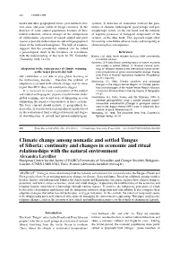 Climate Change Among Nomadic and Settled Tungus of Siberia: Continuity