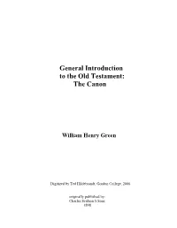 General Introduction to the Old Testament: Canon