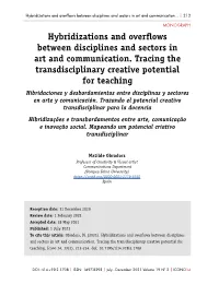Hybridizations and Overflows Between Disciplines and Sectors in Art and Communication