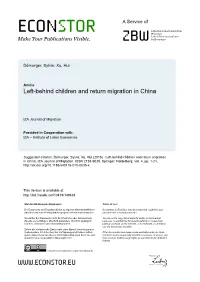 Left-Behind Children and Return Migration in China