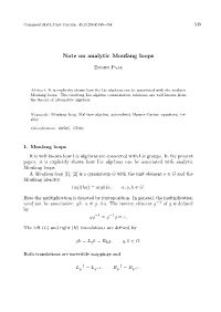Note on Analytic Moufang Loops