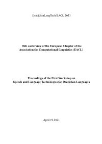 Proceedings of the First Workshop on Speech and Language Technologies for Dravidian Languages